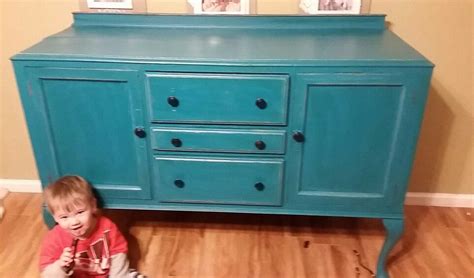 Turquoise refinished buffet