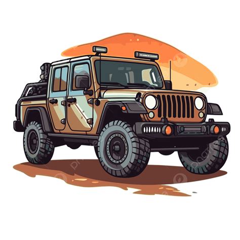 Cartoon Jeep On The Desert Clipart Vector, Jeep Gladiator, Jeep Gladiator Clipart, Cartoon Jeep ...