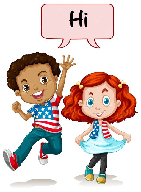 Premium Vector | Two american kids saying hi