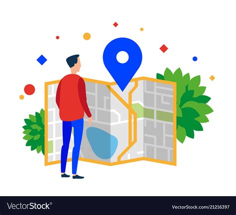 Man looking at a map of the city Royalty Free Vector Image