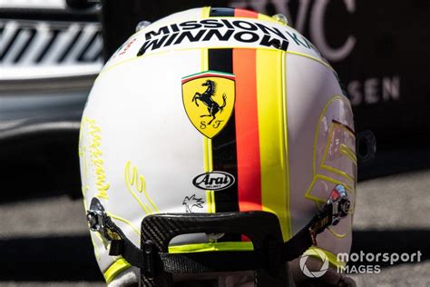 The helmet of Sebastian Vettel, Ferrari at Spanish GP High-Res Professional Motorsports Photography