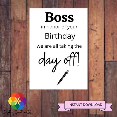 Boss Birthday Card Printable