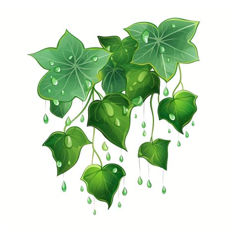 Premium AI Image | beautiful Ivy leaves with raindrops watercolor ...