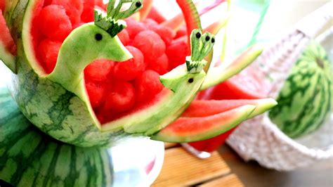 Josephine's Recipes: How To Make Watermelon Carving Designs | Watermelon Peacocks | Food Art ...