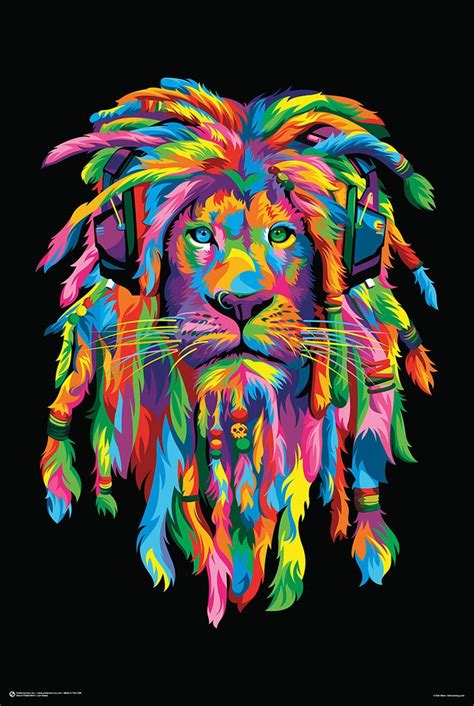 Lion Rasta Poster Rasta Löwe | Rasta art, Colorful animals, Rasta lion