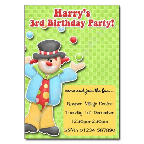 Children's Themed Party Invitations | The Invitation Boutique | Clown ...