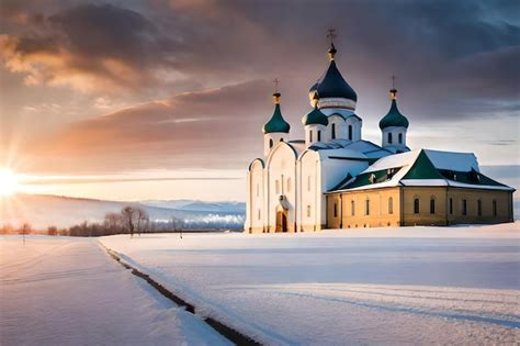 Premium AI Image | a church in the snow