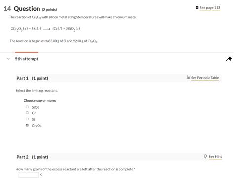 Solved 14 Question (2 points) The reaction of Cr2O3 with | Chegg.com