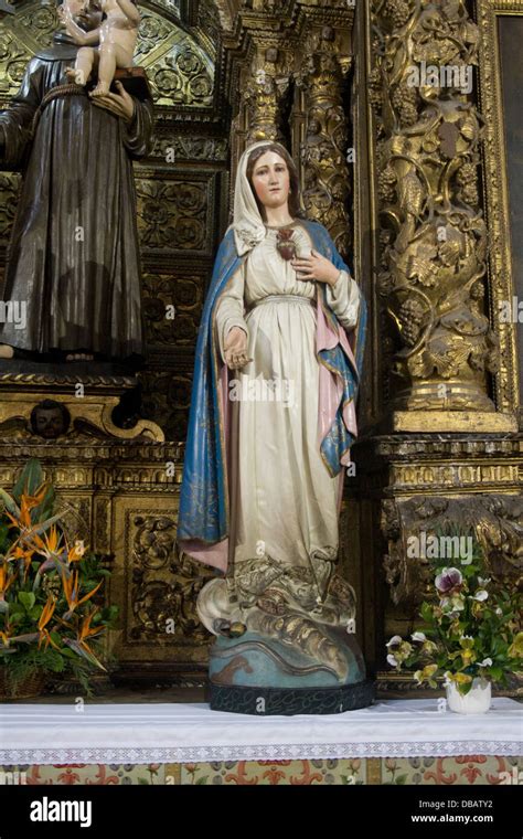 Statue of Virgin Mary in Catholic Church On the island of Madeira ...