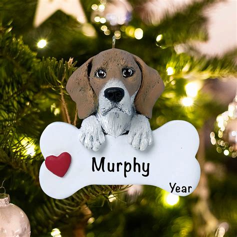 Beagle Dog Personalized Ornament Dog With Bone Christmas | Etsy