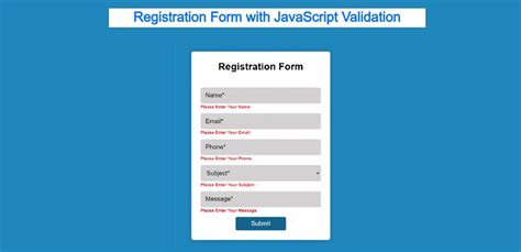 Registration Form with JavaScript Validation (Free Code)