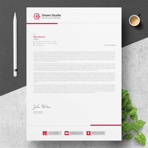 Letterhead Template with red details - Download Free Vectors, Clipart ...