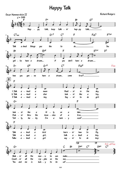 Happy Talk (Lead sheet with lyrics ) - piano tutorial