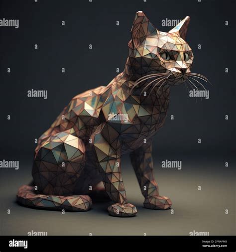 Polygon 3d model of a cat in full size Stock Photo - Alamy