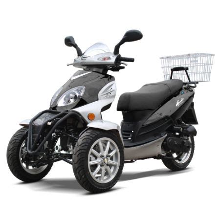 Shop for DONGFANG 49cc Falcon Trike Scooter Gas Moped 3 Wheels Black Seat Black at the ...