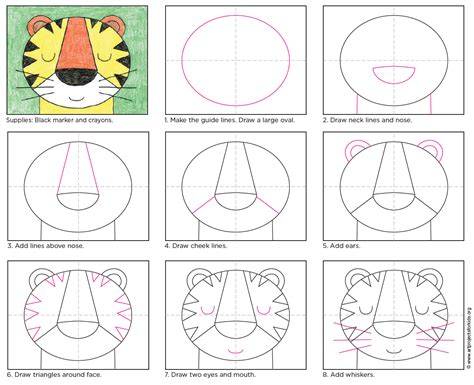 How To Draw A Tiger Face Easy Step By Step