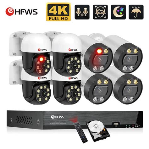 4K Poe Camera System Video Surveillance Kit Security Camera Ptz Camera Outdoor Two Way Audio ...