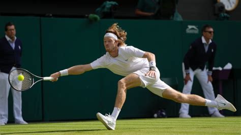 Wimbledon 2023: Andrey Rublev produces diving forehand winner for shot ...