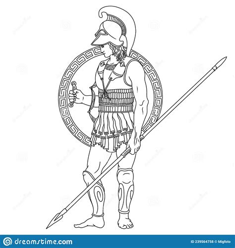 Ancient Greek warrior stock vector. Illustration of achilles - 239564758
