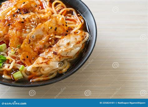 Ramen Noodles with Gyoza or Pork Dumplings Stock Image - Image of closeup, dinner: 235824181