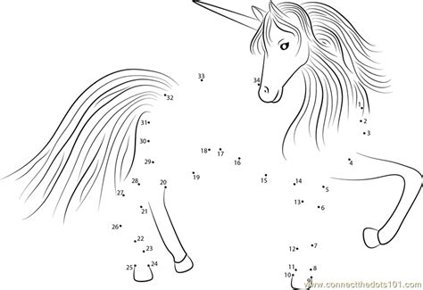 Pegasus Unicorn dot to dot printable worksheet - Connect The Dots