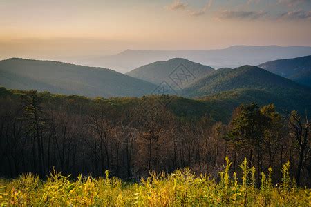 在弗吉尼亚州Shenandoah公园黑洛克高峰会的蓝脊高清图片下载-正版图片504965523-摄图网