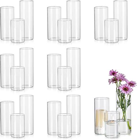 Sziqiqi 24Pcs Cylinder Vases Set, Floating Candle Holders for 2" Pillars, Wedding Table ...