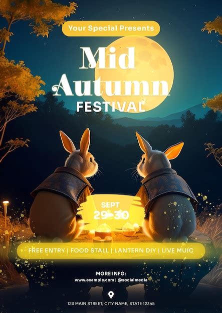 Premium PSD | Mid autumn festival flyer poster psd