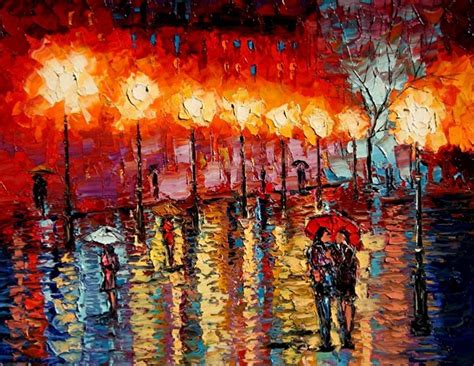 ANDRE DLUHOS rain reflection city night lights umbrellas ltd edition PRINT 08/75 | Professional ...