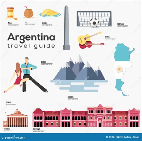 Argentina Travel Guide Template. Set of Landmarks. Stock Vector ...