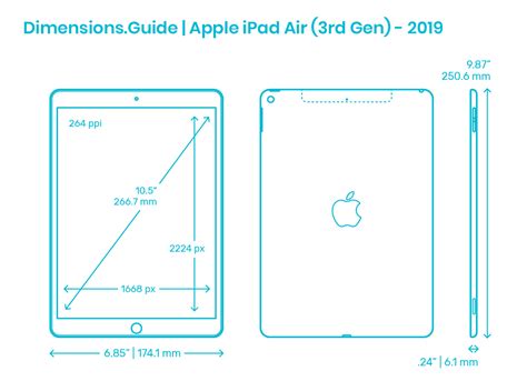 Apple iPad Air (4th Gen) - 2020 Dimensions & Drawings | Dimensions.com