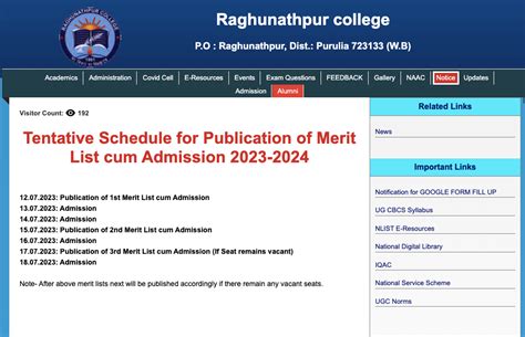 Raghunathpur College Merit List 2024 Admission List {Available}