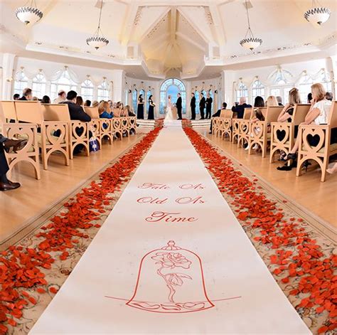 Beauty and the Beast inspired ceremony aisle runner at Disney's Wedding Pavilion Cinderella ...