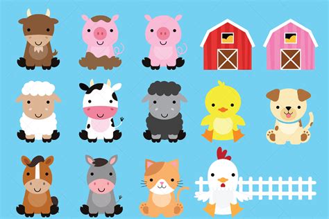 Farm Animals Clipart By ClipArtisan | TheHungryJPEG