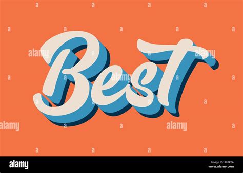 best hand written word text for typography design in orange blue white color. Can be used for a ...
