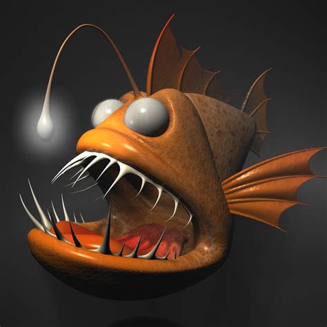 Cartoon Anglerfish RIGGED 3D Model | FlatPyramid