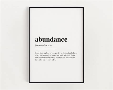 Abundance Definition Meaning Printable Wall Art Wall Decor | Etsy