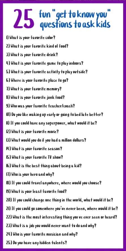 102 Best Fun Get to Know You Questions to Ask Kids