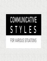 Communicative Styles for Various Situations: Intimate, Casual, | Course Hero