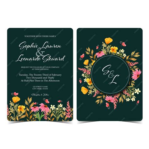 Premium Vector | Set of wedding invitation with monogram