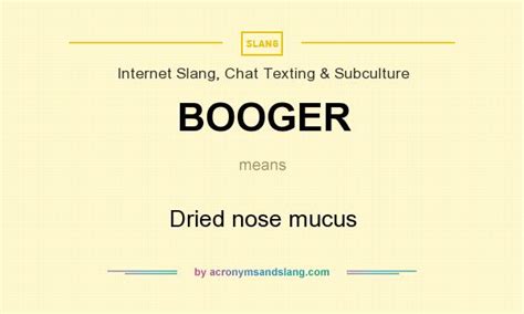 What does BOOGER mean? - Definition of BOOGER - BOOGER stands for Dried ...