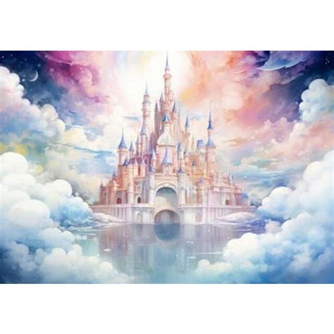 Allenjoy Magical Castle Photography Backdrop Colorful Clouds Sky Watercolor Painting Photoshoot ...