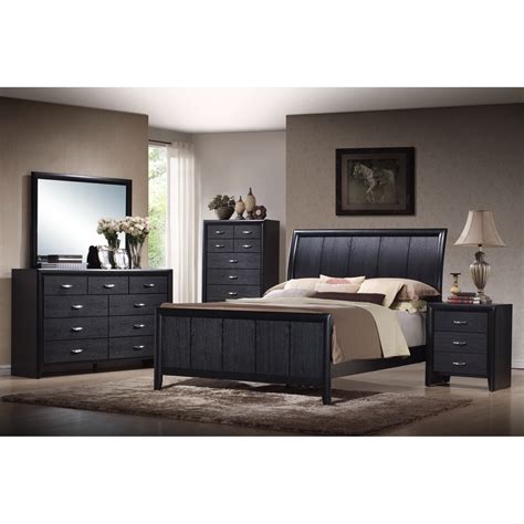 Shop Kima Black Queen 5-piece Wooden Modern Bedroom Set - Free Shipping ...