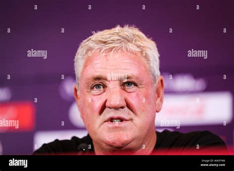 Head coach Steve Bruce of Newcastle United F.C. of English League champions attends a press ...