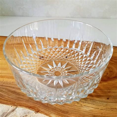 Arcoroc Glass Bowl, French Glass Serving Bowl with Starburst Pattern ...