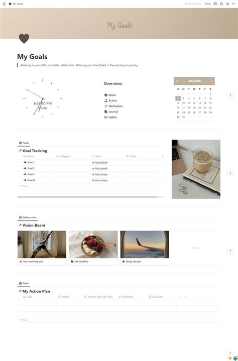 Notion Goals Tracker template | Goal tracking | Notion templates | Notion | Goal tracker, Goal ...