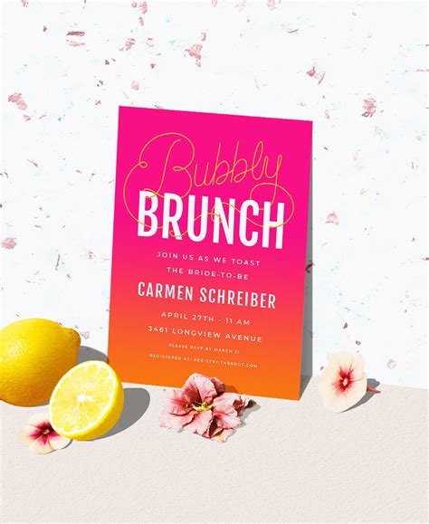 Bubbly Brunch Colorful Gradient Wedding Shower Personalized Invitation ...