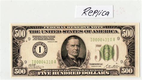 Novelty 500 Dollar bill Reprint/Replica | eBay | Dollar bill, Dollar, Bills