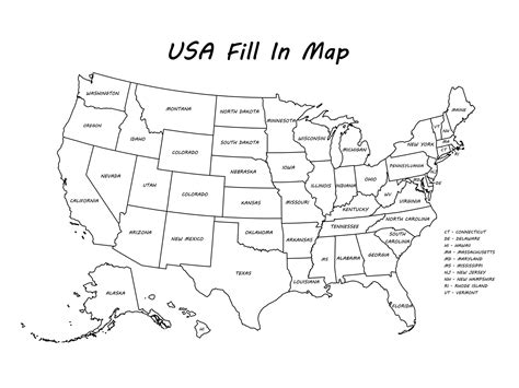 Us Map To Fill In - Map