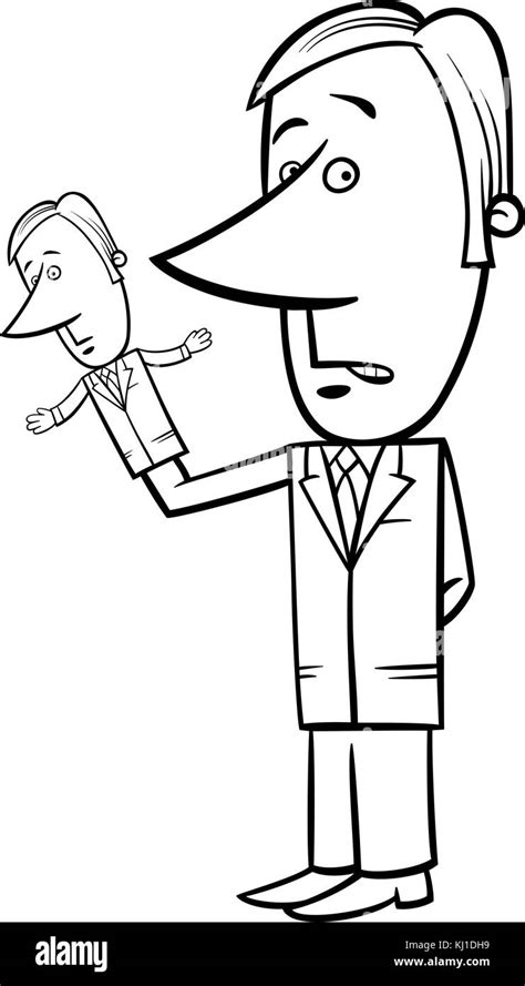 Black and White Concept Cartoon Illustration of Puppeteer Businessman ...